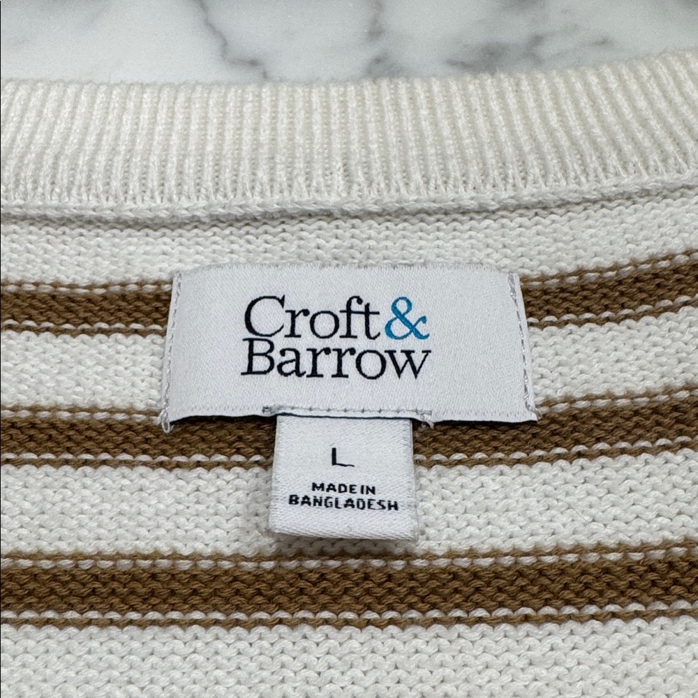 Croft & Barrow Brown and Cream Striped Knit Vest - Picture 3 of 4
